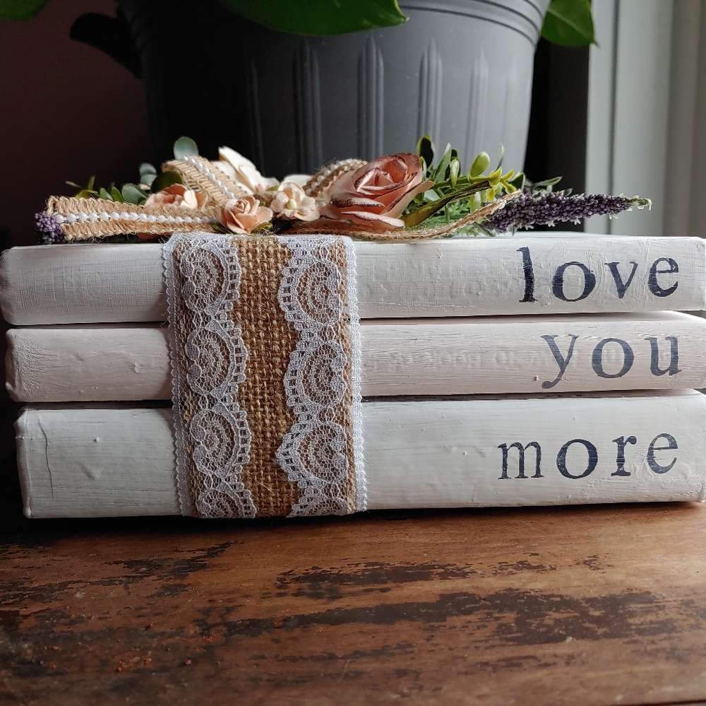 Handcrafted / Farmhouse Style Stacked Book Set